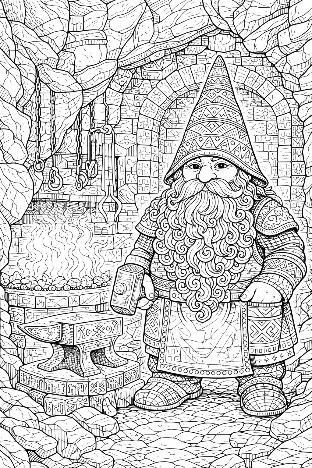 Gnomes Adult Coloring Book – 30 Detailed Pages (Printable PDF) - Image 3
