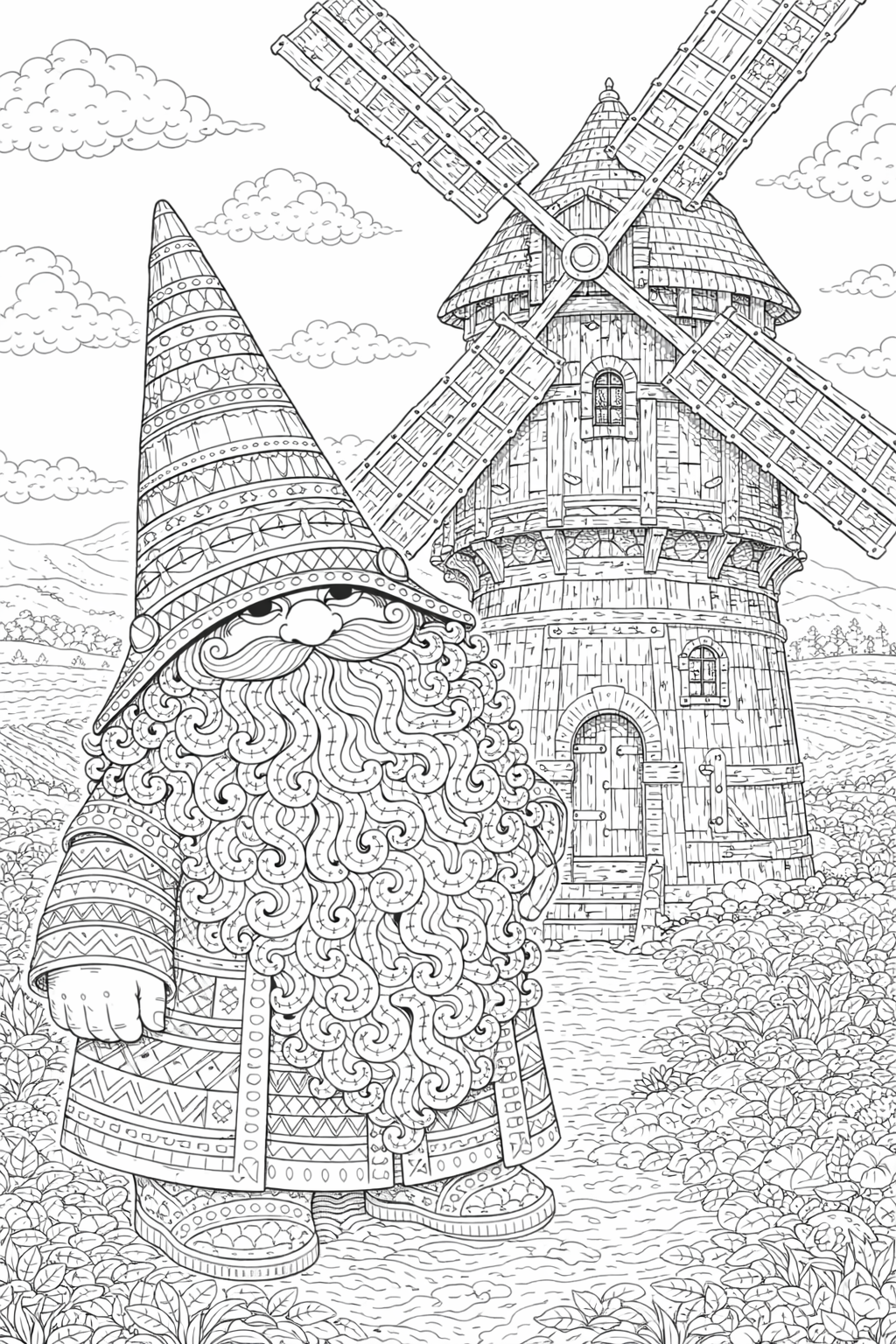 Gnomes Adult Coloring Book – 30 Detailed Pages (Printable PDF) - Image 5