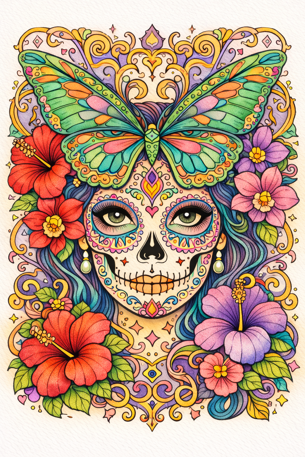 Female Sugar Skulls Adult Coloring Book – 30 Detailed Pages - Image 5