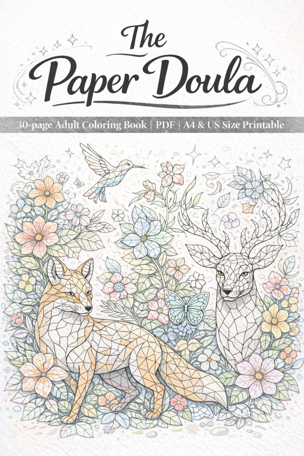 mosaic animals coloring book cover page