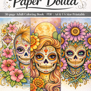 female sugar skulls coloring book cover page