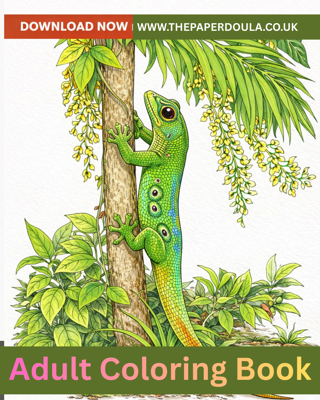 Lizards Coloring Book for Adults – 30 Detailed Printable Pages for Mindfulness & Stress Relief - Image 5