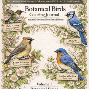 Bird Coloring Journal for Mindfulness & Stress Relief – 62 Pages