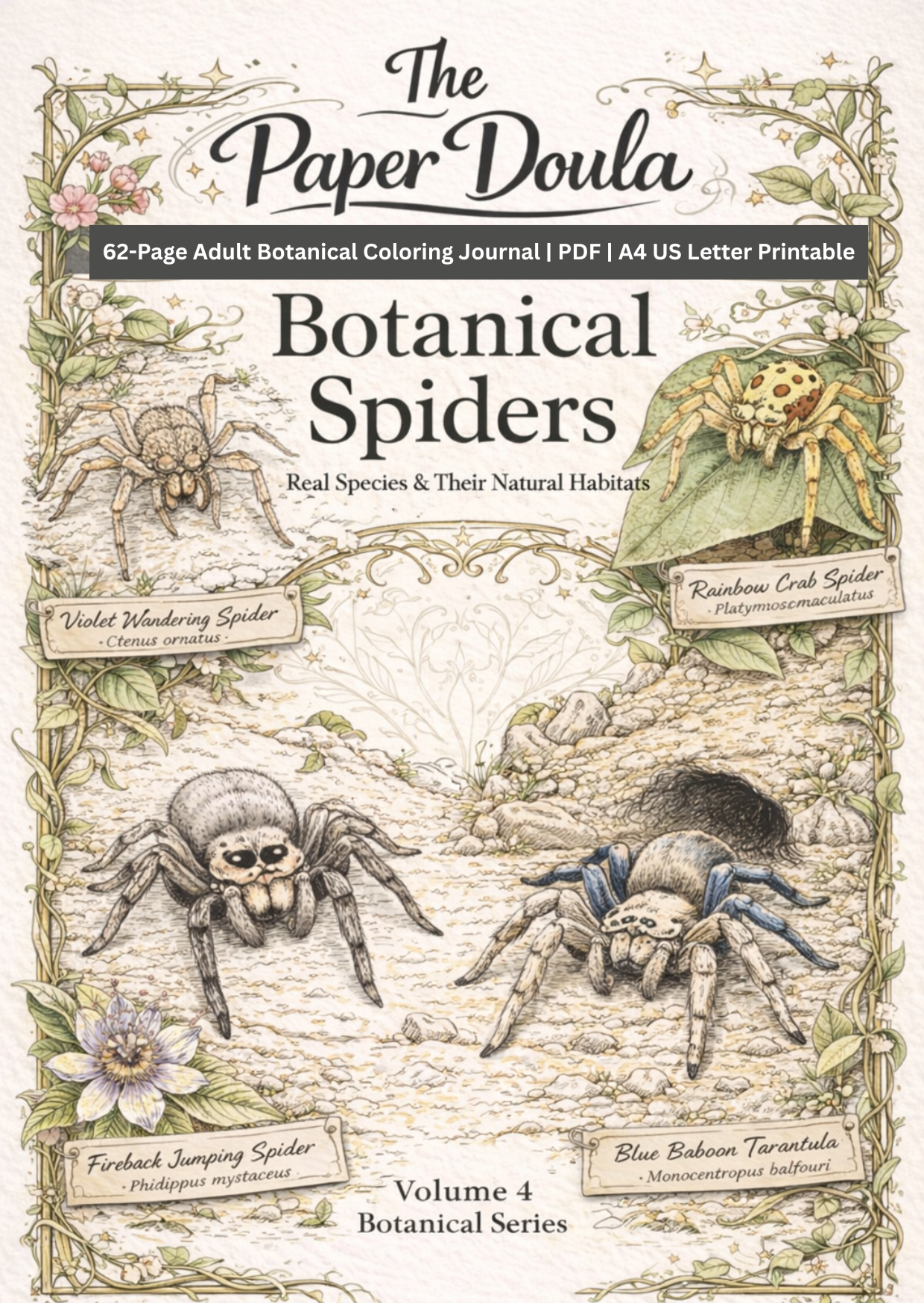 Spider Coloring Journal for Mindfulness & Anxiety Relief – 62 Pages